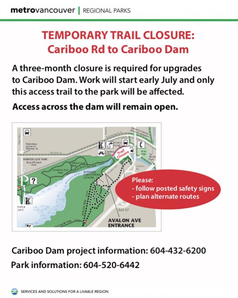 MV-Cariboo Dam Trail Advisory - July-October 2019
