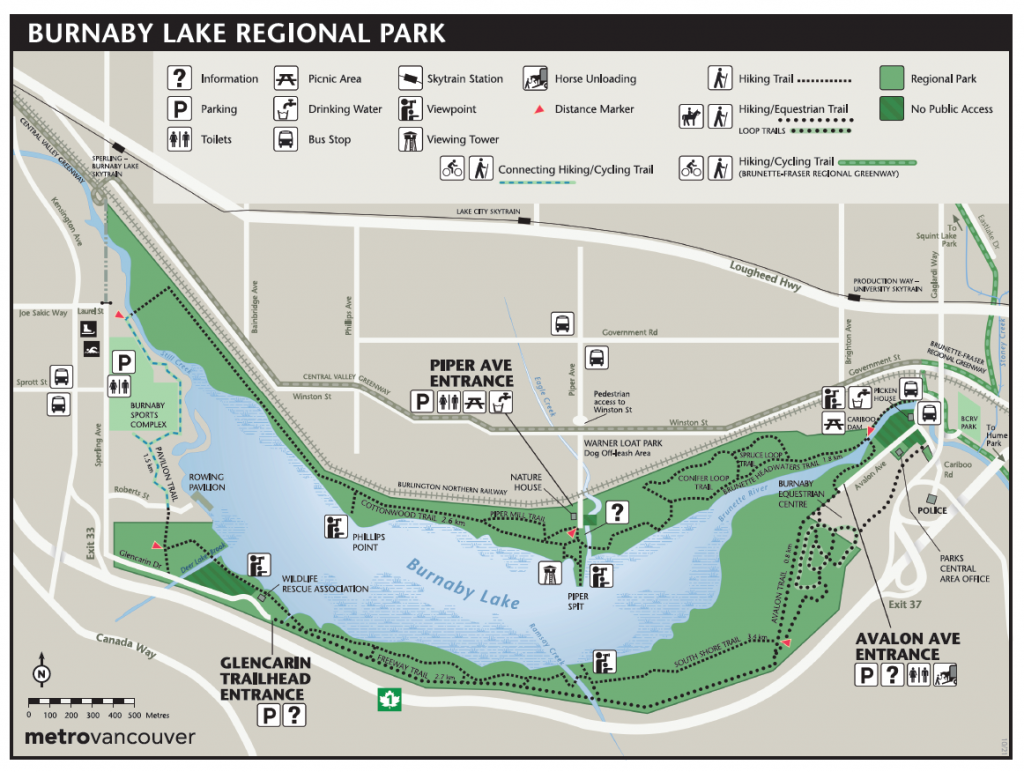 Burnaby Lake Regional Park map (10-21)